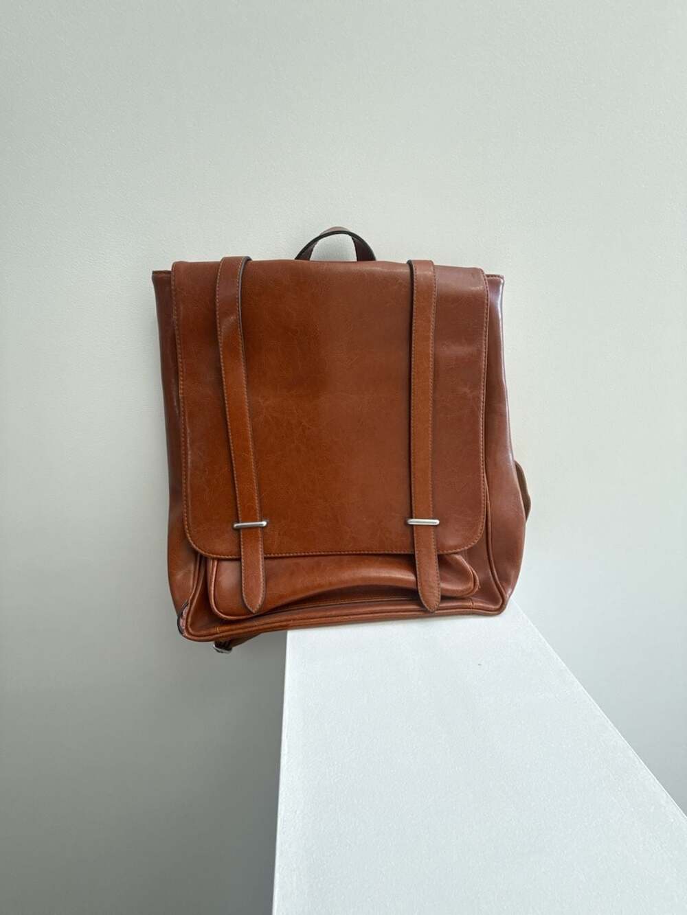 Iswee Vintage Leather Minimalist Backpack horse leather